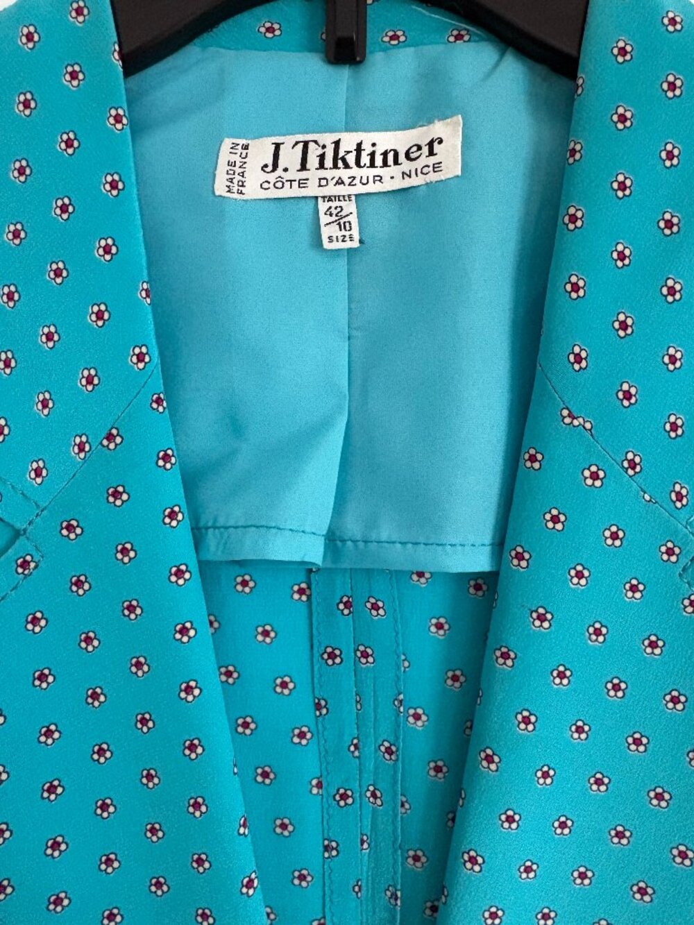 J. Tiktiner Teal Blazer with Flower Design || Size 42 || Size 10